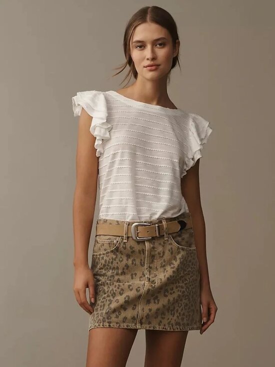 Anthropologie Tops - Anthropologie Flutter-Sleeve Top (white/cream)